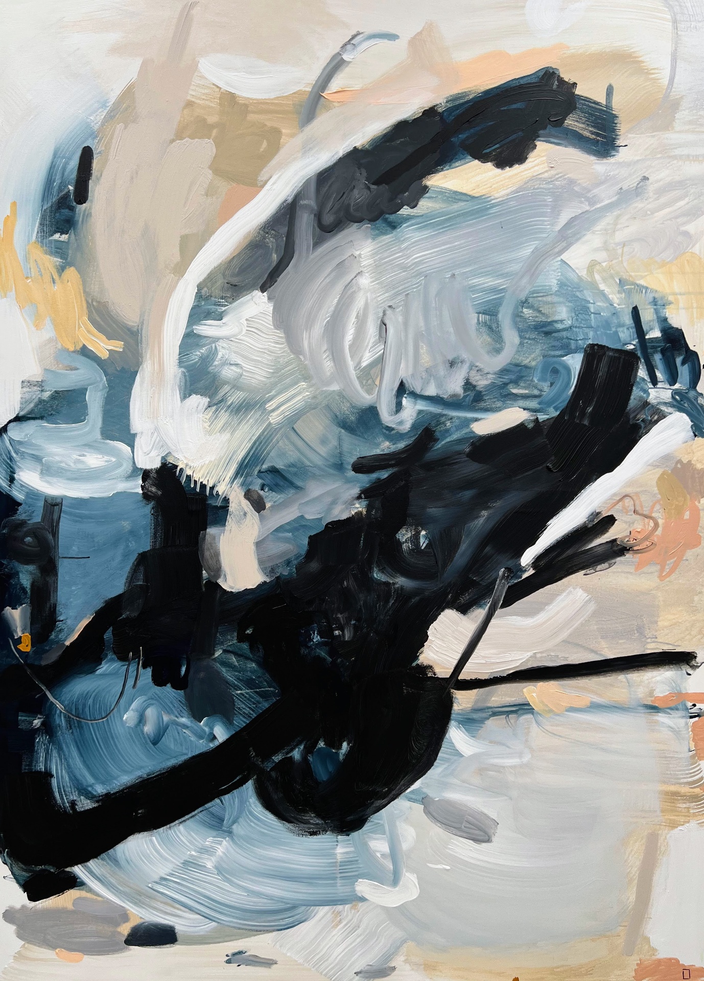 Abstract painting "Deep, Blue, Love" by Liisa Jugapuu