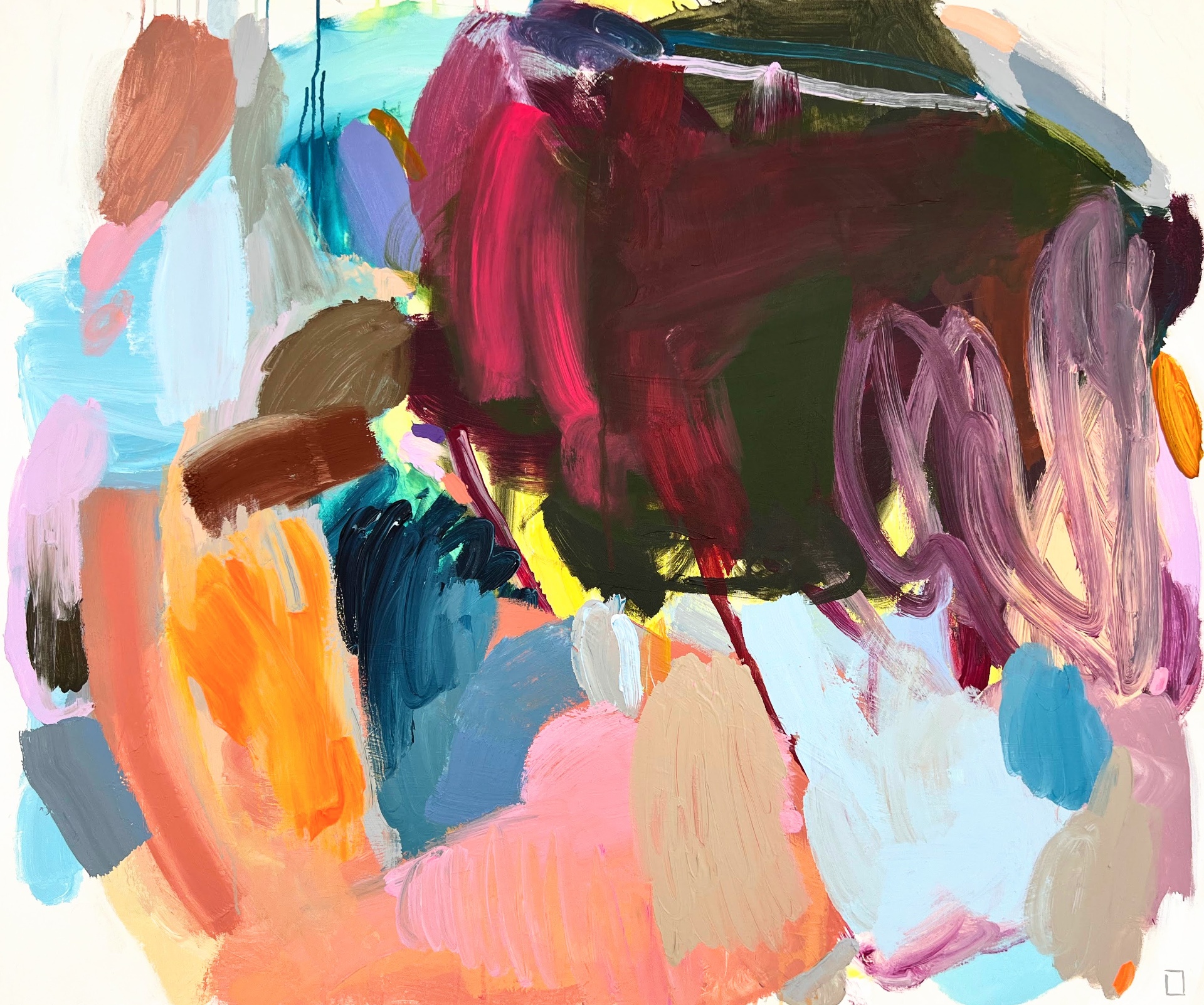 Abstract painting "Green And Others" by Liisa Jugapuu