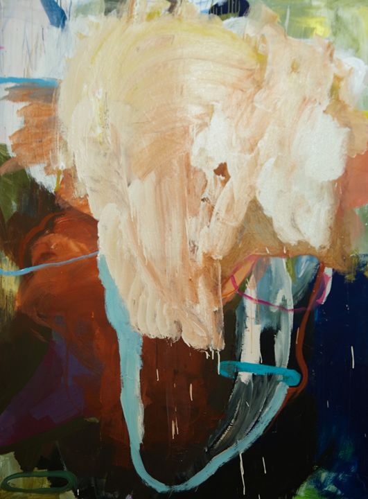 Abstract painting "Yellow Waterfall" by Liisa Jugapuu